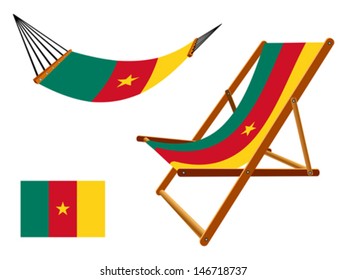 cameroon hammock and deck chair set against white background, abstract vector art illustration