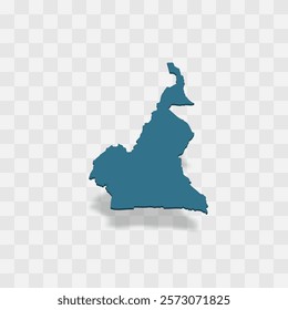 Cameroon high detailed vector representation of country silhouette. 3D map on transparent background with dropped shadow. For educational, decorative, or informational use.