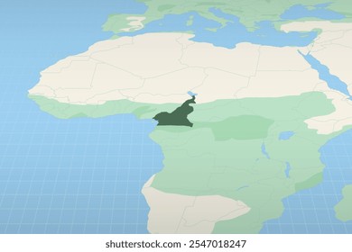 Camarões destacou em um mapa detalhado, a localização geográfica de Camarões. Mapa vetorial.