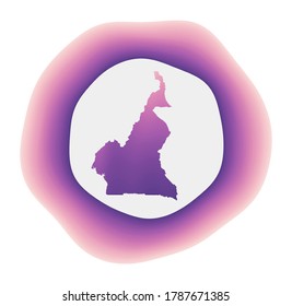Cameroon icon. Colorful gradient logo of the country. Purple-red Cameroon rounded sign with map for your design. Vector illustration.