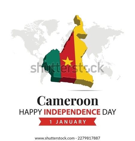 Cameroon Independence Day, 3d rendering Cameroon Independence Day illustration with 3d map and flag colors theme