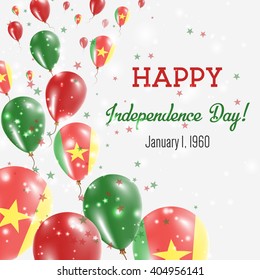 Cameroon Independence Day Greeting Card. Flying Balloons in Cameroon National Colors. Happy Independence Day Cameroon Vector Illustration.