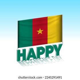 Cameroon independence day. Simple Cameroon flag and billboard in the sky. 3d lettering template. Ready special day design message.