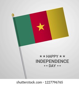 Cameroon Independence day typographic design with flag vector