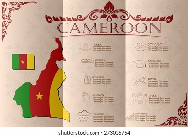 Cameroon, infographics, statistical data, sights. Vector illustration