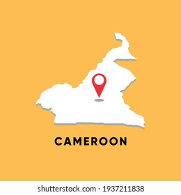 Mapa isométrico de Camerún con diseño de ilustración vectorial de icono de ubicación