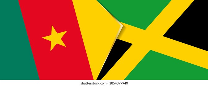 Cameroon and Jamaica flags, two vector flags symbol of relationship or confrontation.