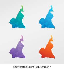 Cameroon Low Poly Map Clip Art Design. Geometric Polygon Graphic National Icon. Vector Illustration Symbol.