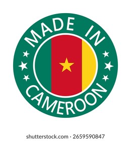 Cameroon Made in Stamp in circle with flag Vector template on white background