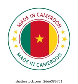 Cameroon Made in Stamp in circle with flag Vector template on white background