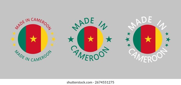 Camerún Hecho en sello en círculo con bandera sobre fondo blanco