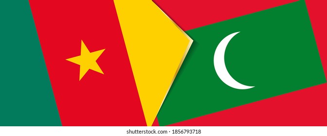 Cameroon and Maldives flags, two vector flags symbol of relationship or confrontation.