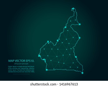 cameroon Map of  - Abstract mash line and point scales on dark gradient background. Wire Frame 3D mesh polygonal network line, design sphere, dot and structure. Vector illustration eps 10.