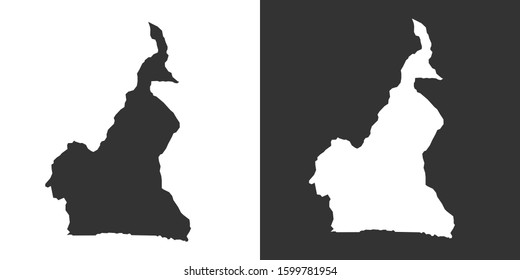 Cameroon Map With Black and White Vector