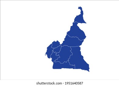 Cameroon Map blue Color on White Backgound