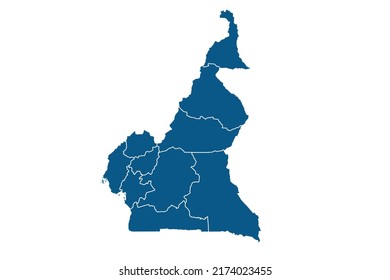 Cameroon Map blue Color on White Backgound