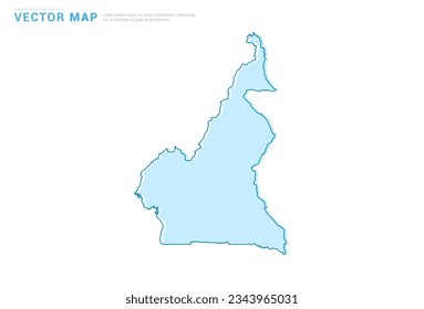La silueta azul de Camerún aislada en fondo blanco, vector de plantilla de ilustración.