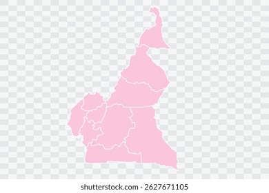 Camarões Mapa Blush Cor no Branco Fundo arquivos de qualidade Png