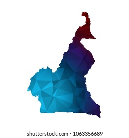 Cameroon map - Colorful Polygonal map of Cameroon rumpled triangular low poly style gradient graphic background , Vector illustration eps 10.