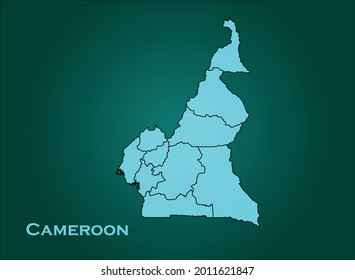 Camerún mapea el color cian sobre el fondo verde
