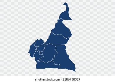 Cameroon Map dark blue Color on White Background quality files Color (043B72)