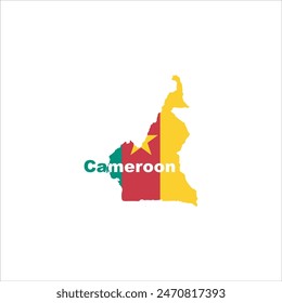 Cameroon map and flag colors design on white background