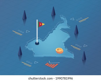 Cameroon Map Flag Currency Modern Isometric Stock Vector (Royalty Free ...