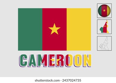 Cameroon map and flag vector, Cameroon map,