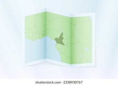 Cameroon map, folded paper with Cameroon map. Vector illustration.