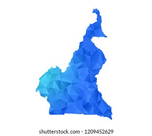 Cameroon map in geometric blue polygonal style modern design on white background. Vector illustration.