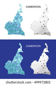 Cameroon map in geometric polygonal style. Abstract gems triangle.