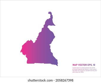 Cameroon map gradient color . on white background. 