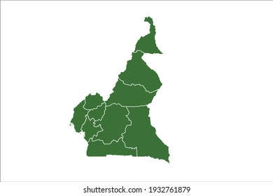 Cameroon Map Green Color on White Backgound