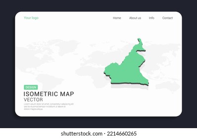 Cameroon map green on white background with isometric vector.