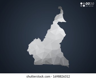 Cameroon map grey polygon red triangle mosaic with dark background. style gradient vector.