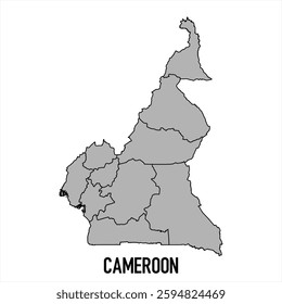Cameroon map in grey style isolated on white background. Vector illustration