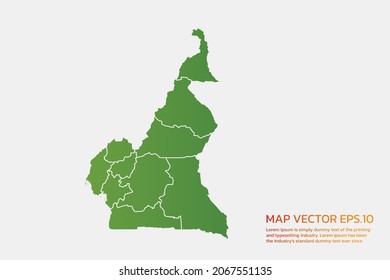 Mapa de Camerún Color verde detallado alto. sobre fondo blanco. Resumen de la ilustración vectorial de diseño eps 10