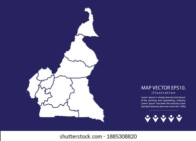 Cameroon map High Detailed on  blue background.