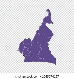 Cameroon map - High detailed purple map of Cameroon. Cameroon map isolated on transparent background.