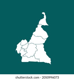 Cameroon map High Detailed. white color. on green background. Abstract design vector illustration eps 10
