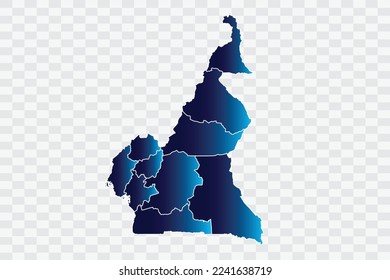 Cameroon Map indigo Color on White Background quality files   png