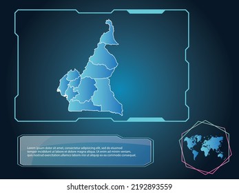 Cameroon Map infographic technology blue Color element collection background