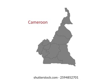 Cameroon map isolated on white background. Map silhouette of Cameroon. For website layouts, background, education, precise, customizable. Earth geography.