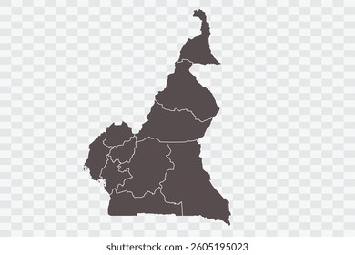 Cameroon Map Minimalist  High-Quality PNG  Ash Color on Transparent Background Perfect for presentations infographics educational materials and graphic design projects