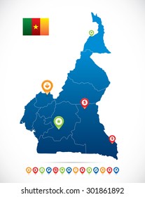 Cameroon Map with Navigation Icons