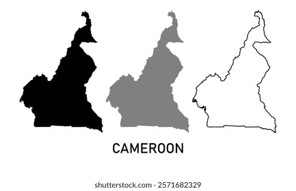 cameroon map in outline style, black color , gray color	