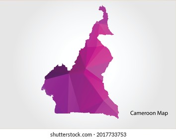 Cameroon Map pink Color on white background polygonal