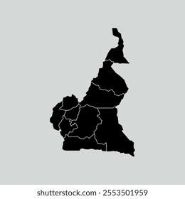 Cameroon map with regions isolated on white background. Map of Cameroon. Vector illustration