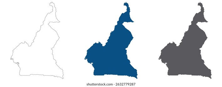 Cameroon map. Map of Cameroon in set color