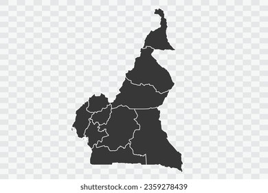 Cameroon Map Shadow Color on White Background quality files Png